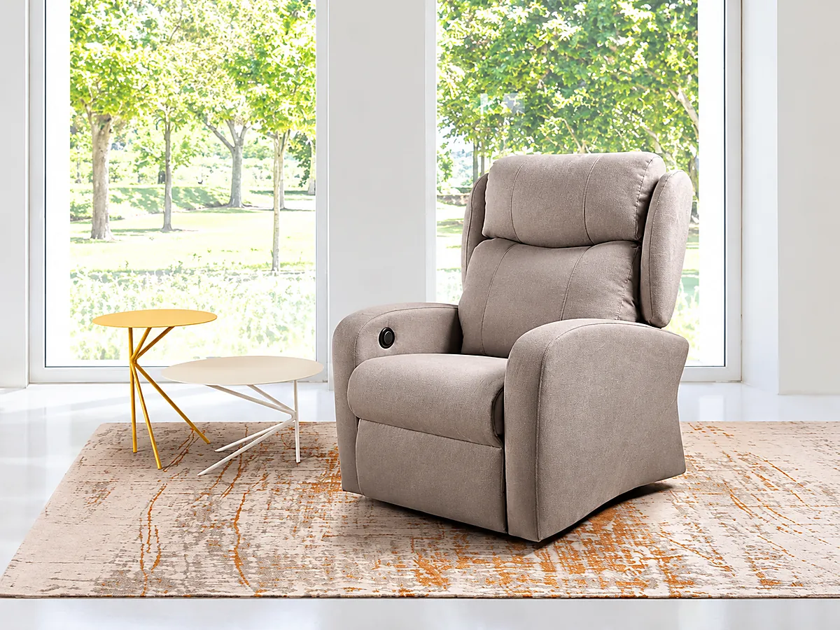Sillón SOL gris con respaldo acolchado y control lateral